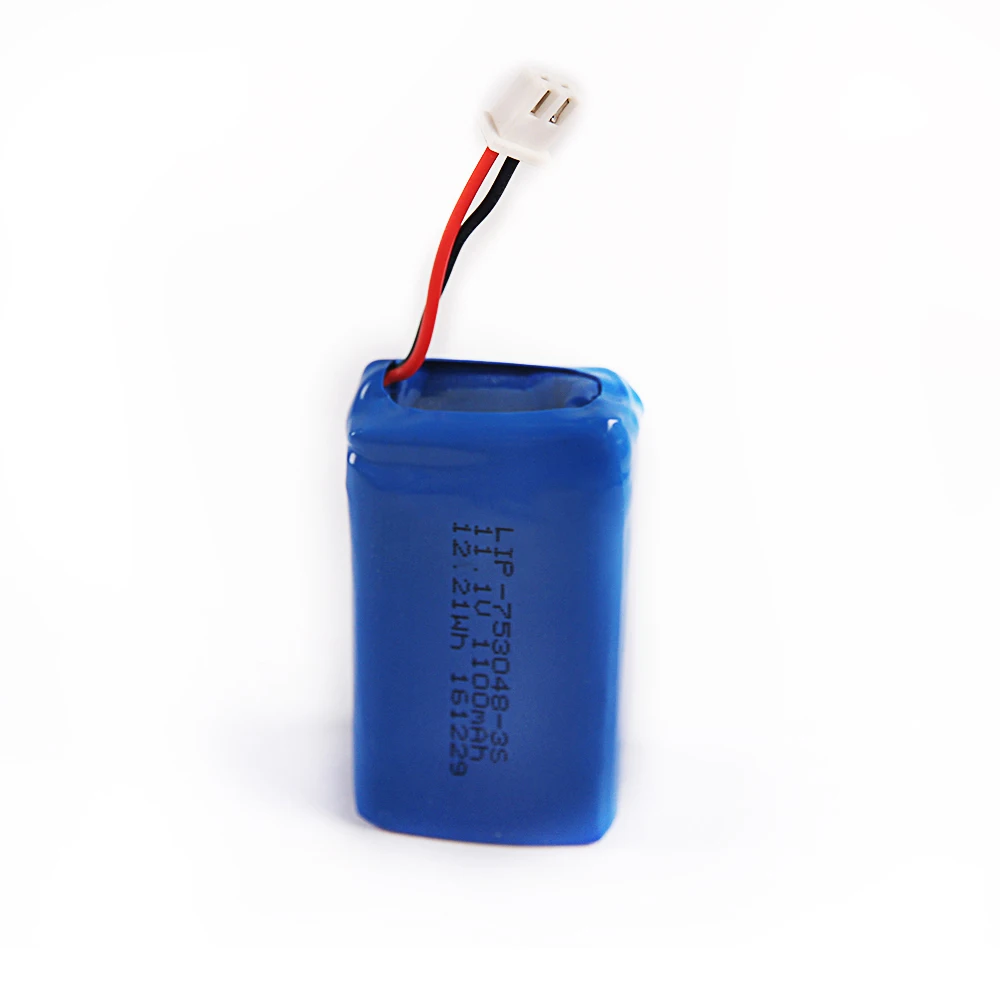 11.1v 1000mah battery Rechargeable 3s 753048 1100mah lipo lithium ion 11.1v li-polymer battery pack