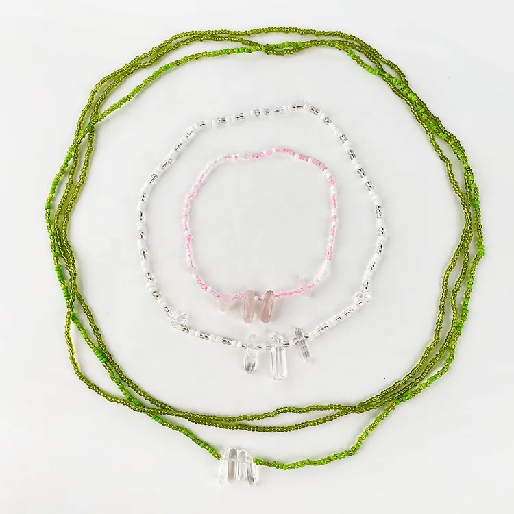
Green Beads 3 Layered Women Belly Jewelry New Designs Beaded Waist Chain 
