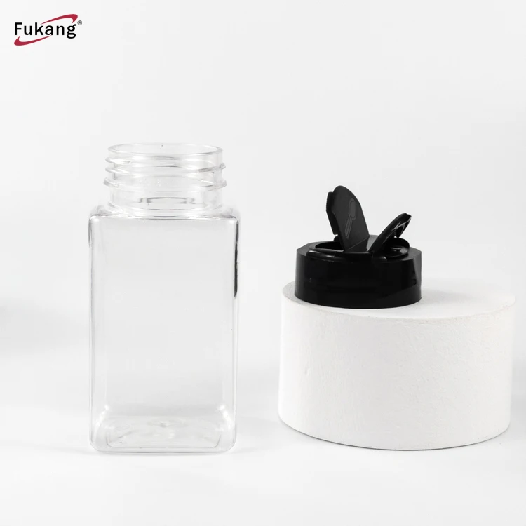 Seasoning Storage Box Spice Jar Shaker Custom Acrylic Pet Plastic Transparent Salt Condiment Bottle Cruet Kitchen Pepper Jar