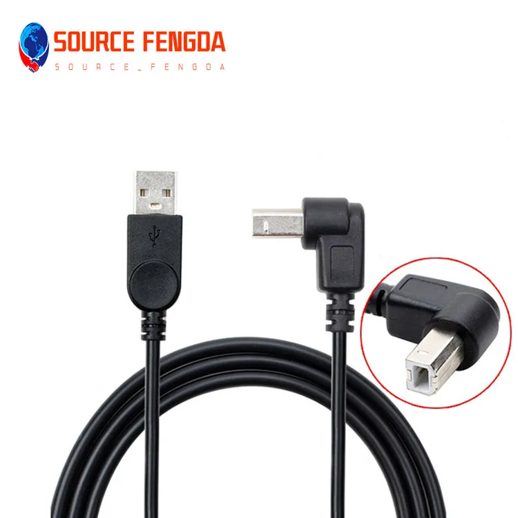 Factory wholesale Usb B 90 deg elbow dataale to usb type B Male printer scanner Extension right angle cable  cable USB 2.0 A M