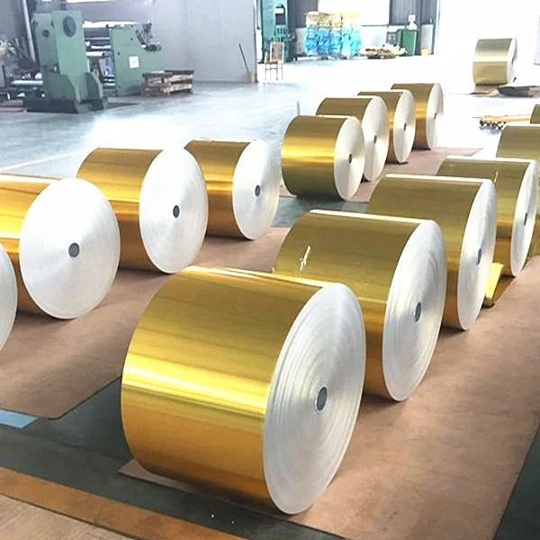 China Hydrophilic Aluminum Foil Manufacturer Jumbo Roll Aluminum Foil Gold