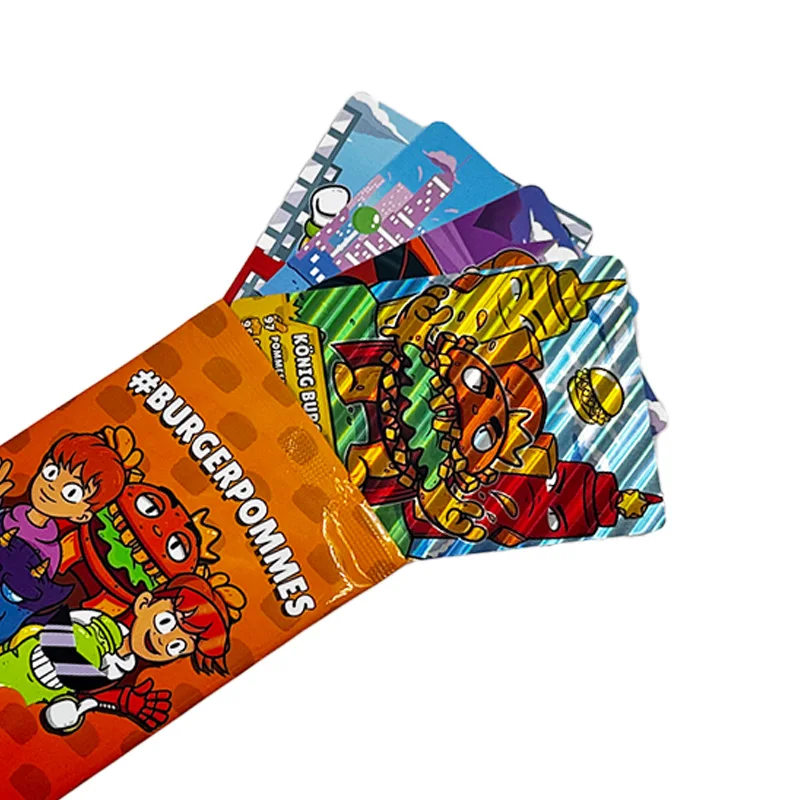 OEM Custom Your Brand Printed Logo Cartoon Trading Card Holographic Collectible Game Cards With Foil Pack