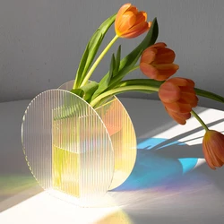 Home decoration acrylic vase nordic flower modern iridescent acrylic vase