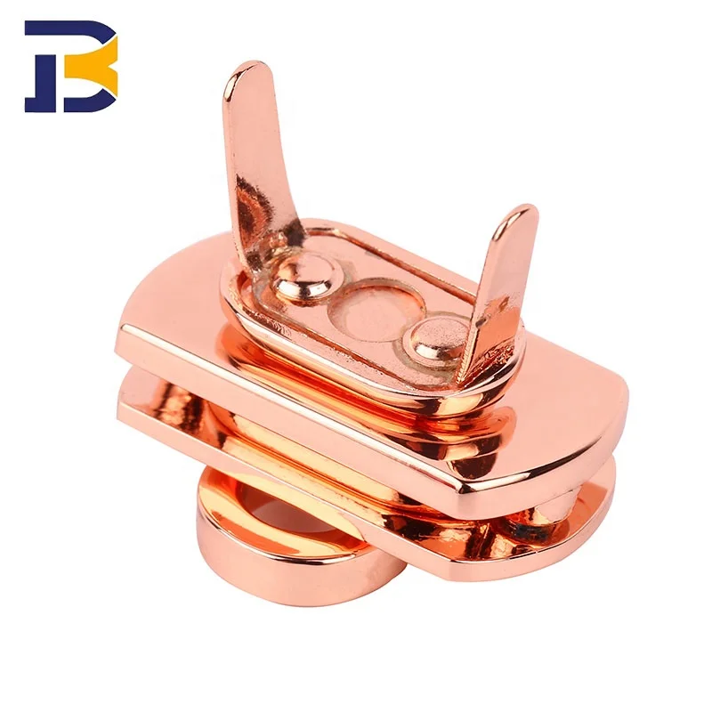 China Lock Manufacturer Custom Bag Accessories Rectangle Turn Lock Handbag Hardware Metal Twist Lock