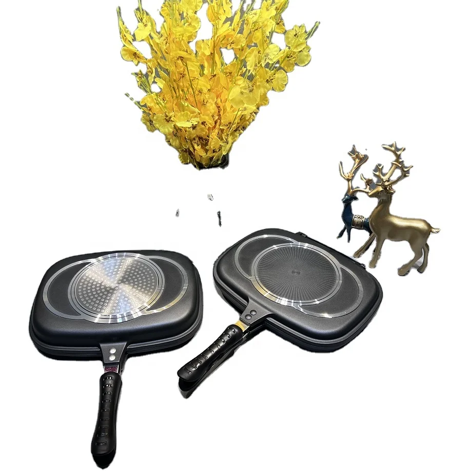 Cast aluminium double sided fry pan