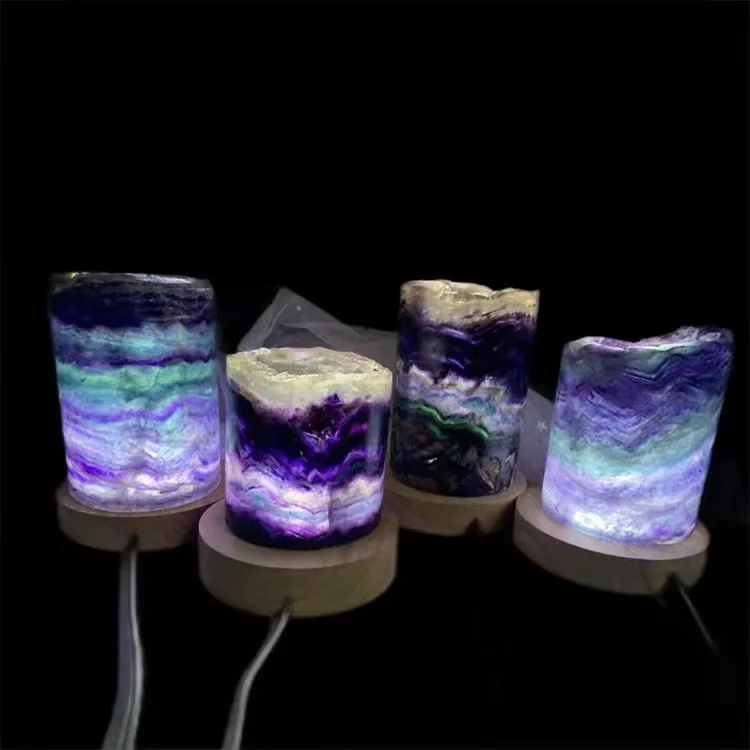 Оптовая продажа, лампа из натурального розового кварца, цветная флюоритовая лампа в форме Луны, подвесное украшение для прикроватного столика