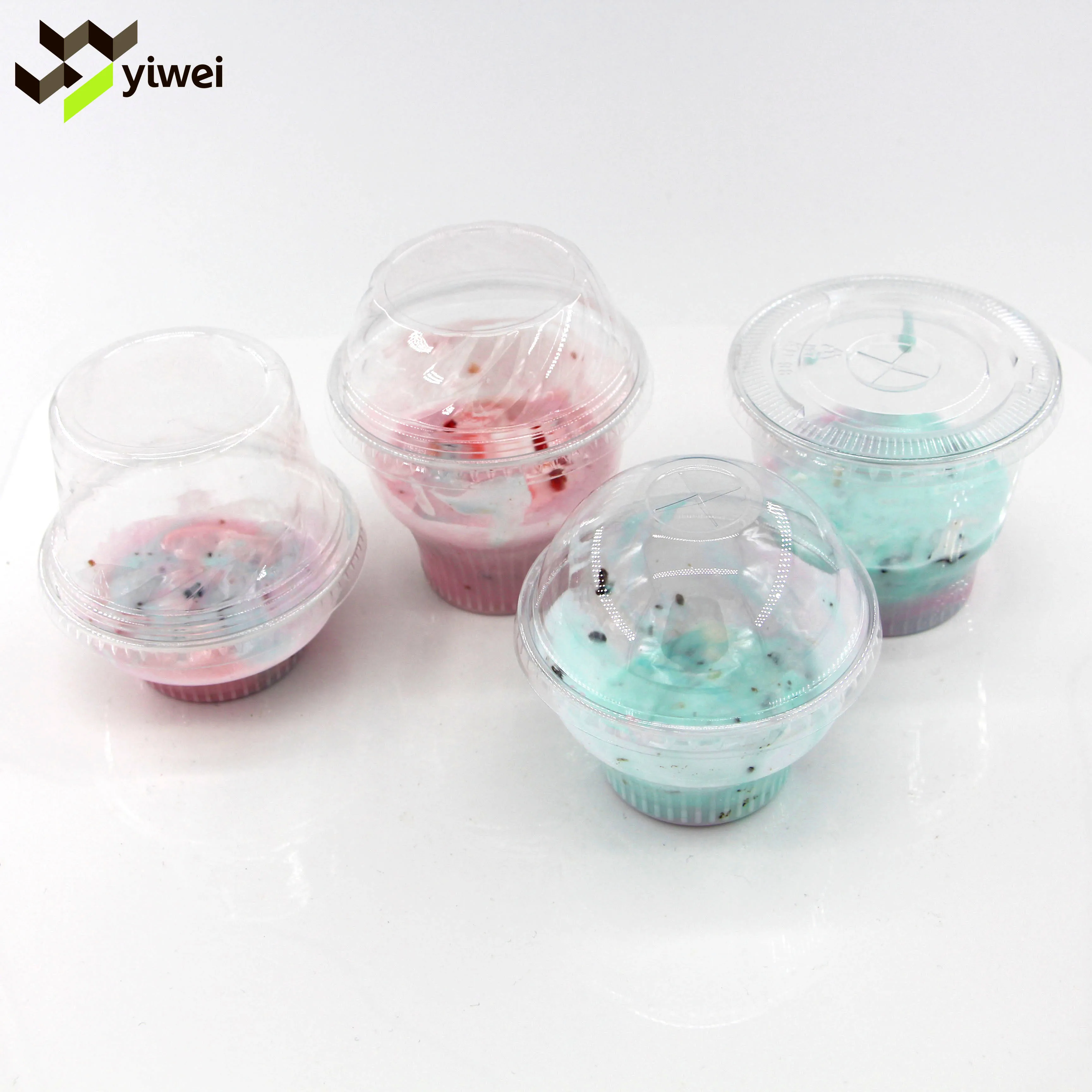 OEM Custom logo 3.5 5 6 7 8 9 12oz 132 200 220 280 300 400ml transparent PET cups sweet dessert mousse plastic pudding cake cup