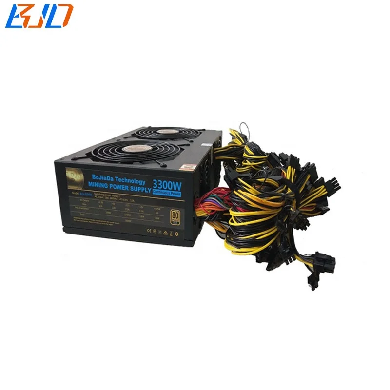  3300W блок питания ATX импульсный источник светодиодного табло 80 Gold Plus PSU 220V для 12 GPU Miner Rig в наличии на