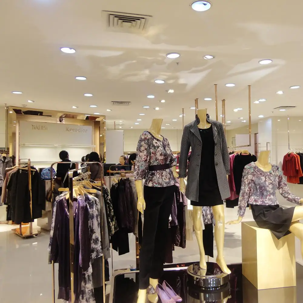 Luxury fitting ladies clothes shop decoration idea design Mall clothing Store wall mounted display cabinets Customized