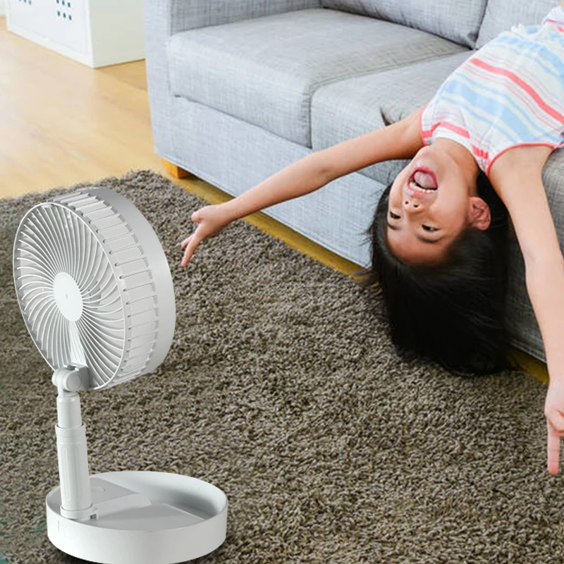 8inch rechargeable table fan portable USB stand folding pedestal fan li-ion battery foldable standing cooling fan