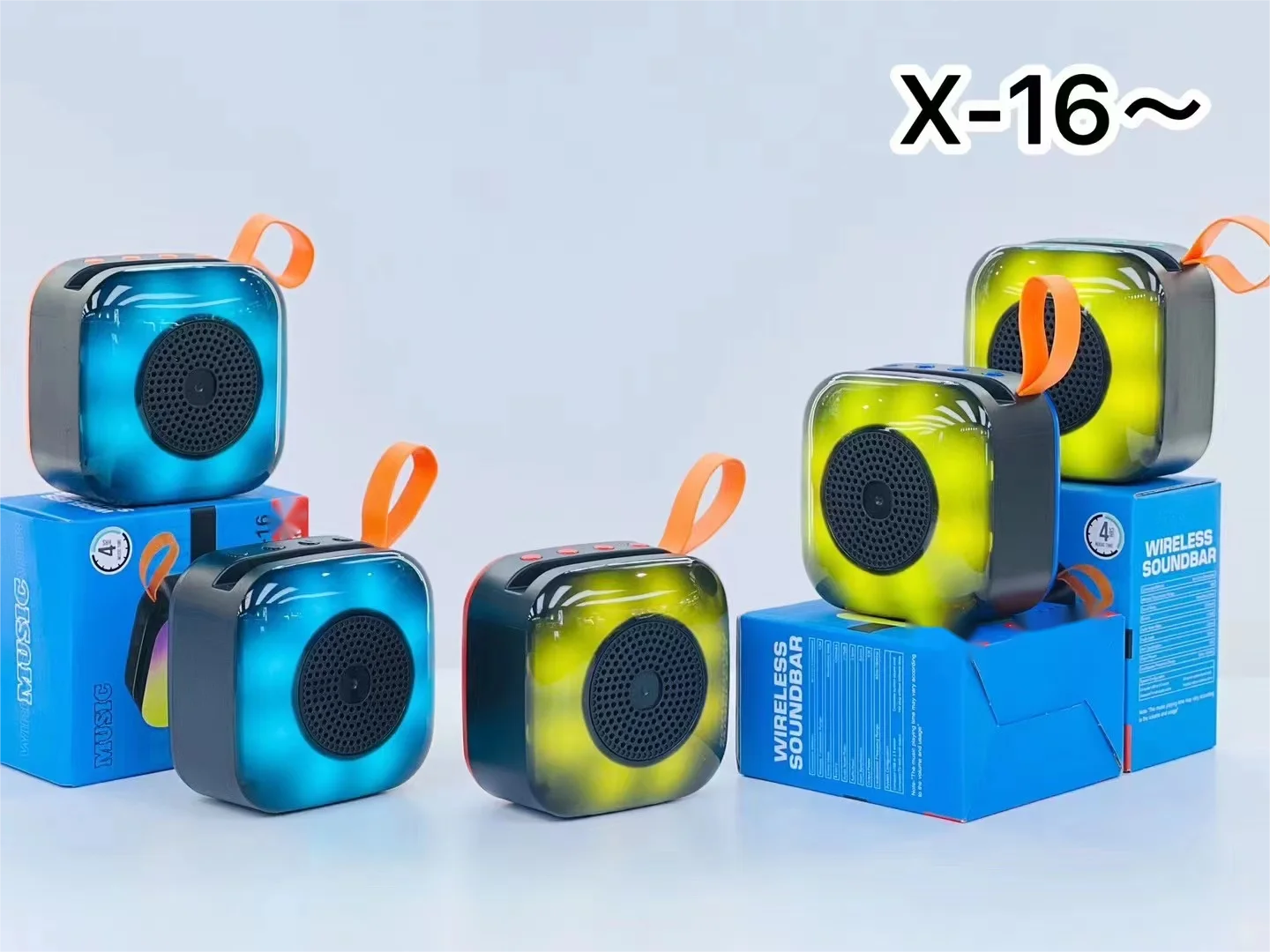 2024 New design Wireless Portable Mini  LED Light Woofer Square Active Music Portable Speaker