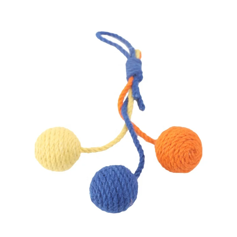 Wholesale Premium Durable Sisal Hemp Cat Toys Rope Balls Grinding Teeth and Claws Hanging Sound Making Teasing Cat Balls