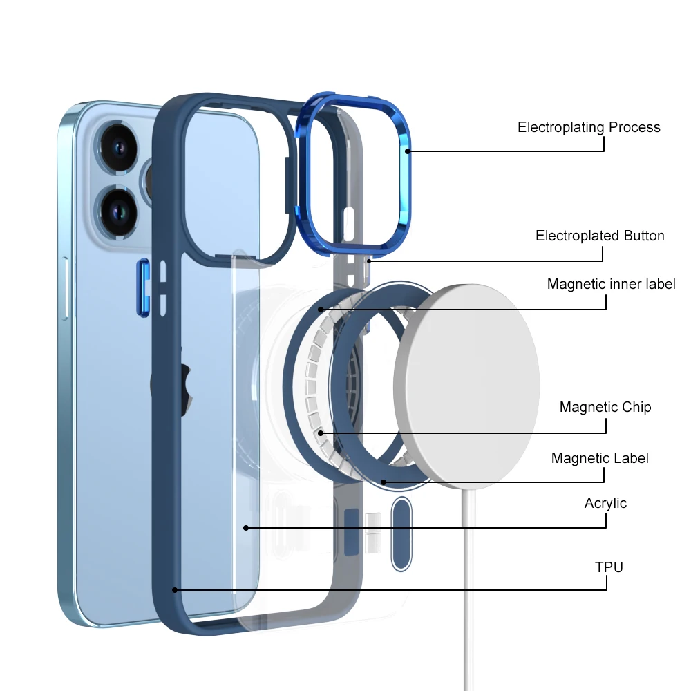 Shockproof Hybrid Clear Transparent Phone Magnetic Case For iPhone 13 12 14 magesafes Back Cover