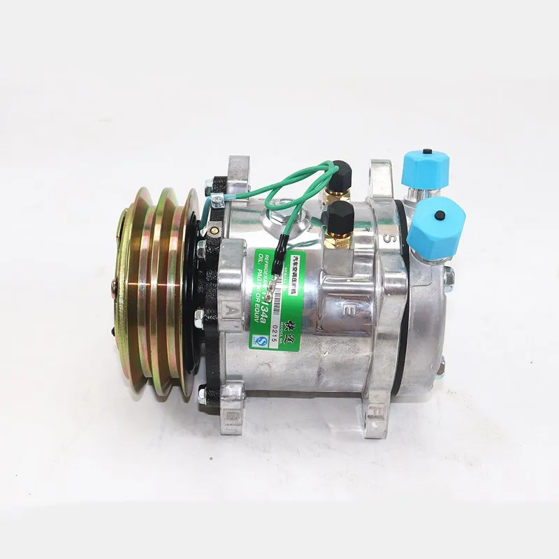 
AC Compressor Sanden sd507 5H11 507 Compressor 12V / 24V 2 Groove V Belt Pulley Tractor Excavator Heavy Duty Truck Hot Rod 