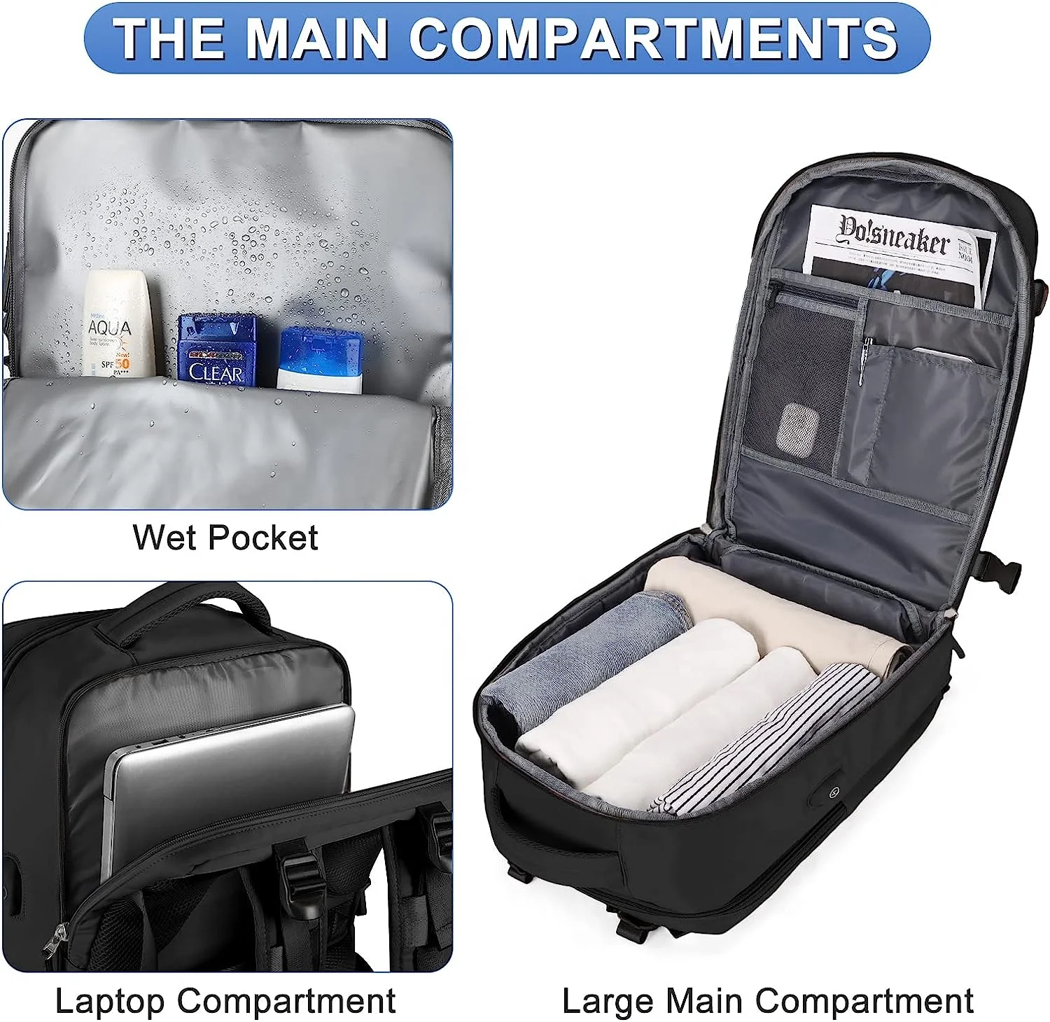 Custom Unisex Waterproof Large Sports Travel Luggage Laptop Backpack Airline Approved