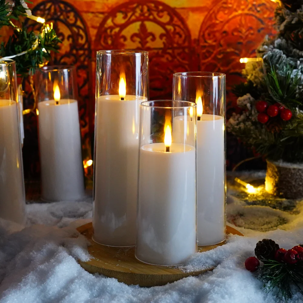 kakoya White Flameless Candles Light Battery Operated Acrylic LED Candle with Remote Festival Romantic Wedding Party Home Decor