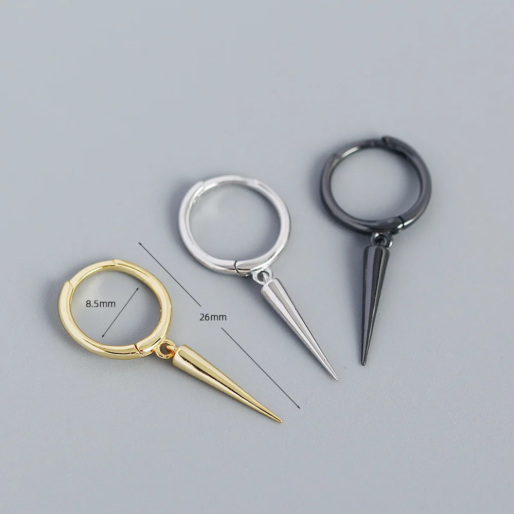 Fashion s925 silver Metal style earrings hip hop jewelry Simple studs Rivet cone pendants ear loops Small Buckle Earrings