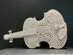 Wholesale Ladies Violin Rhinestone Clutch Handbag Luxury Party Mini Banquet Clutch Bag Evening Wedding Crystal Purse