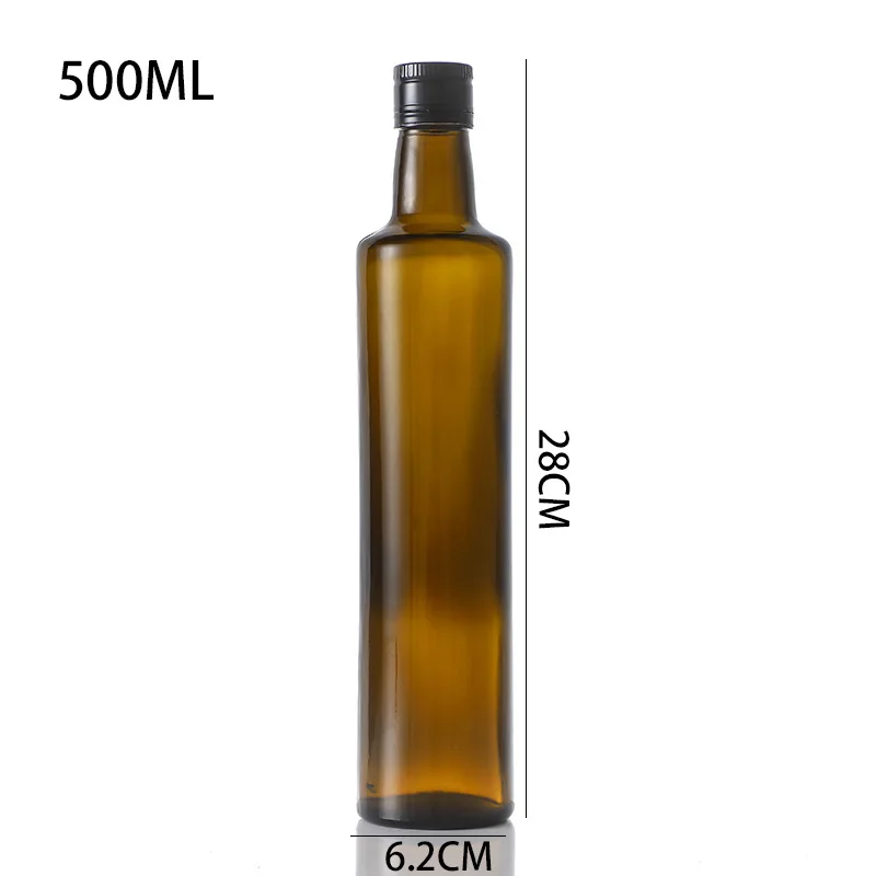 Glass Olive Oil Bottle Dispenser 500ml Brown Oil and Vinegar Cruet with Pourers and Funnel