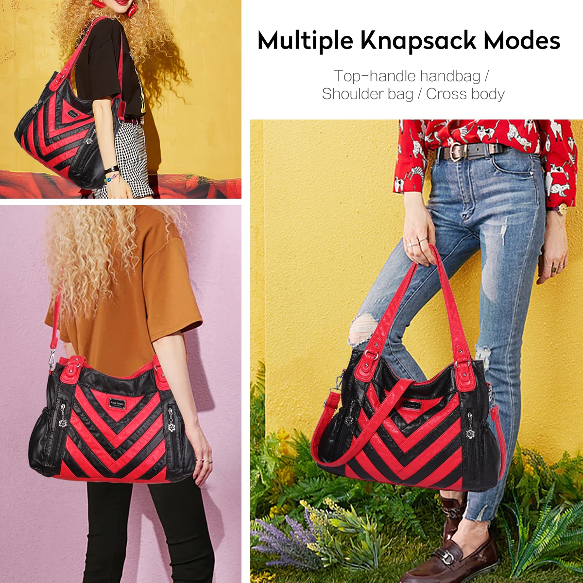 Angelkiss  fashion designer ladies shoulder bag Factory custom classy pu leather women handbags