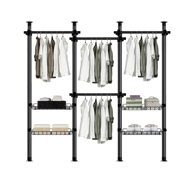 Good price factory customized simple bedroom closet carbon steel balcony folding clothes drying rack kids portable wardrobe