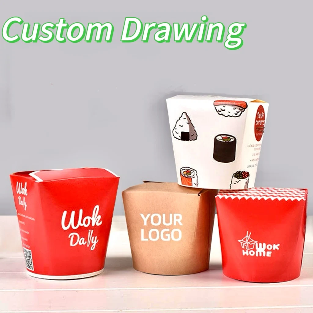 Custom Hot Sale Paper Noodle Takeaway Boxes Pasta Packaging for Noodle Instant Food Box Biodegradable Disposable Paper Lunch Box