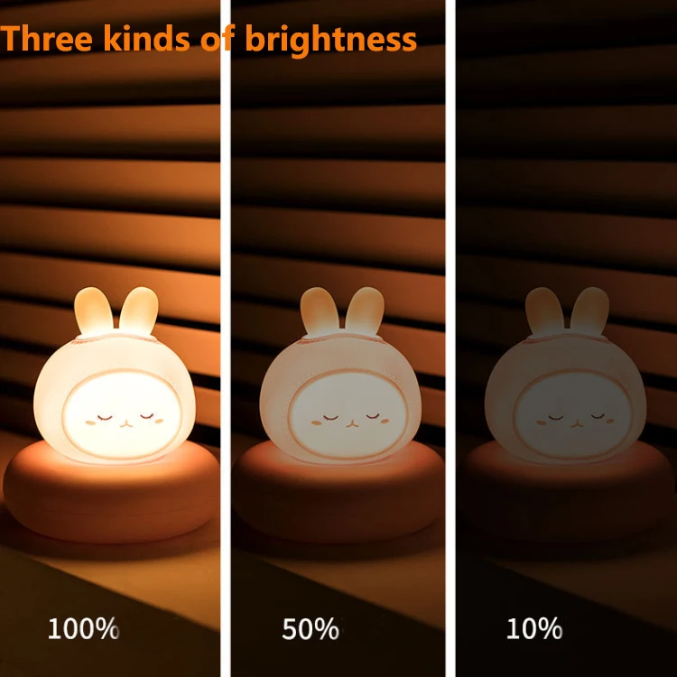 Soft Cat Silicone Baby Nursery Lamp Sensitive Tap Control 7 Single Colors Cutely Pet Night Light Lamp