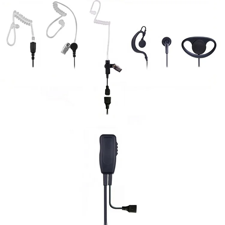 Walkie talkie headset clear tube headset with Quick Disconnect for Motorola Icom Kenwood HTY Midland two way radio brands