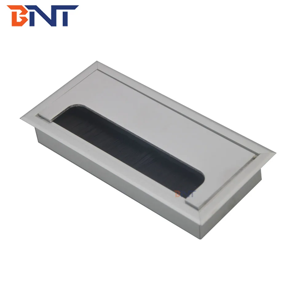 
Настраиваемая алюминиевая прямоугольная офисная проволочная коробка BNT, крышка с отверстием для стола, втулка с пыленепроницаемой щеткой  (1600248844482)