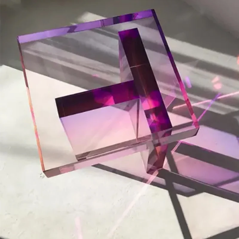 Colorful acrylic side table modern organic glass coffee table sofa side table living room bedroom can be customized