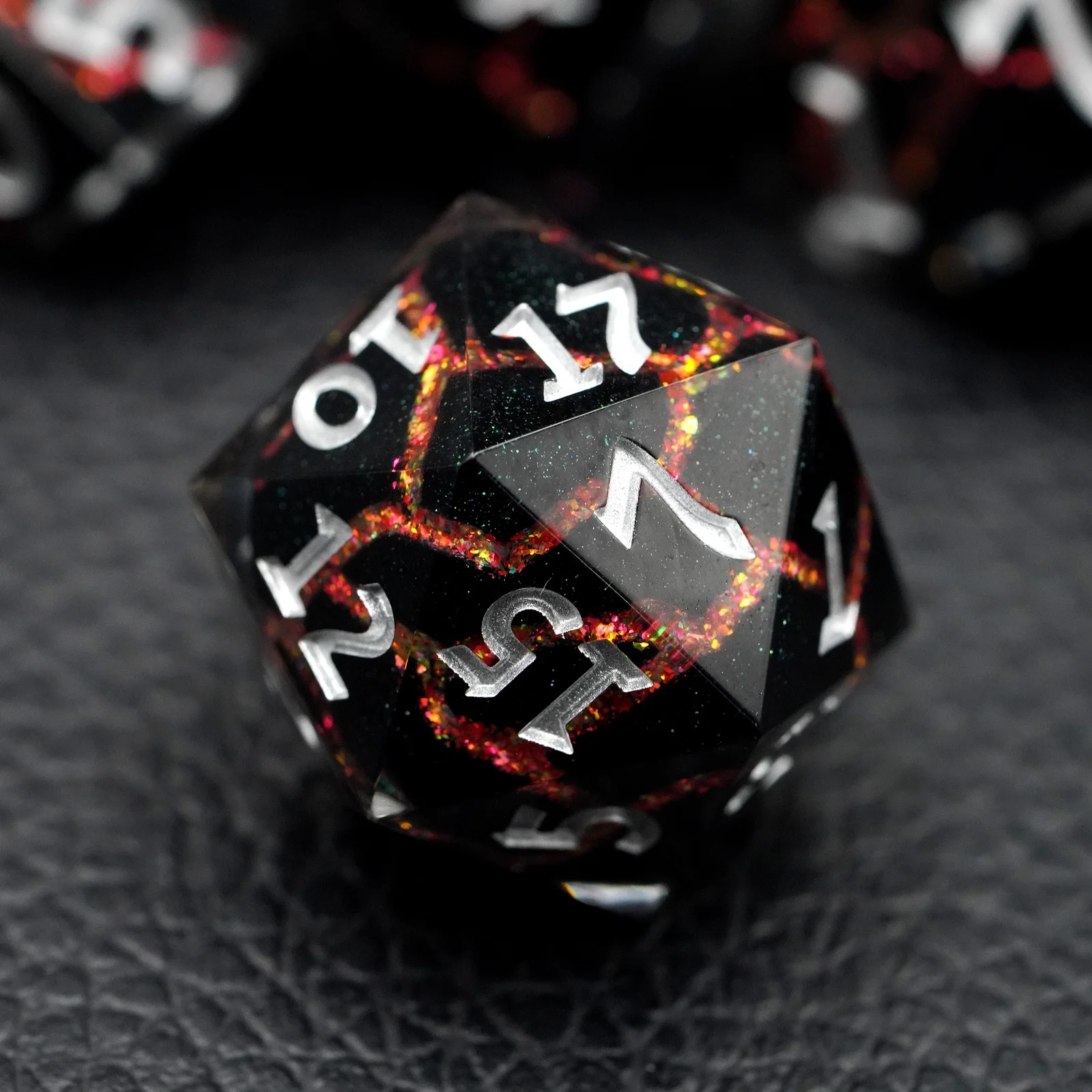 7pcs Bulk Resin sharp Edge Dnd Dice Set crack mica dice