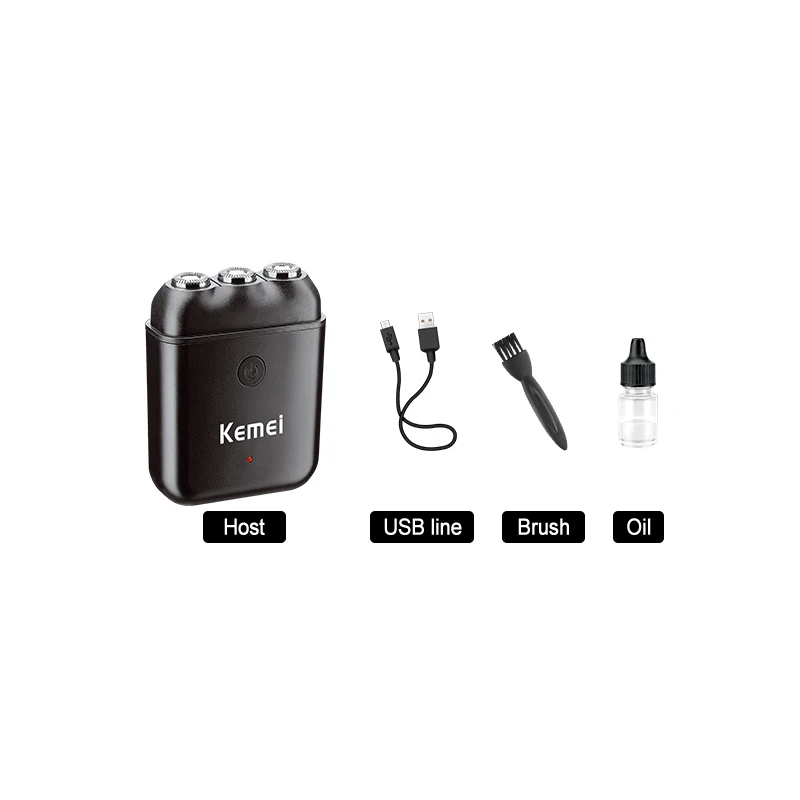 Kemei KM-1005 портативный мини Мужская электрическая бритва металлический корпус USB режущая головка батарея с двумя