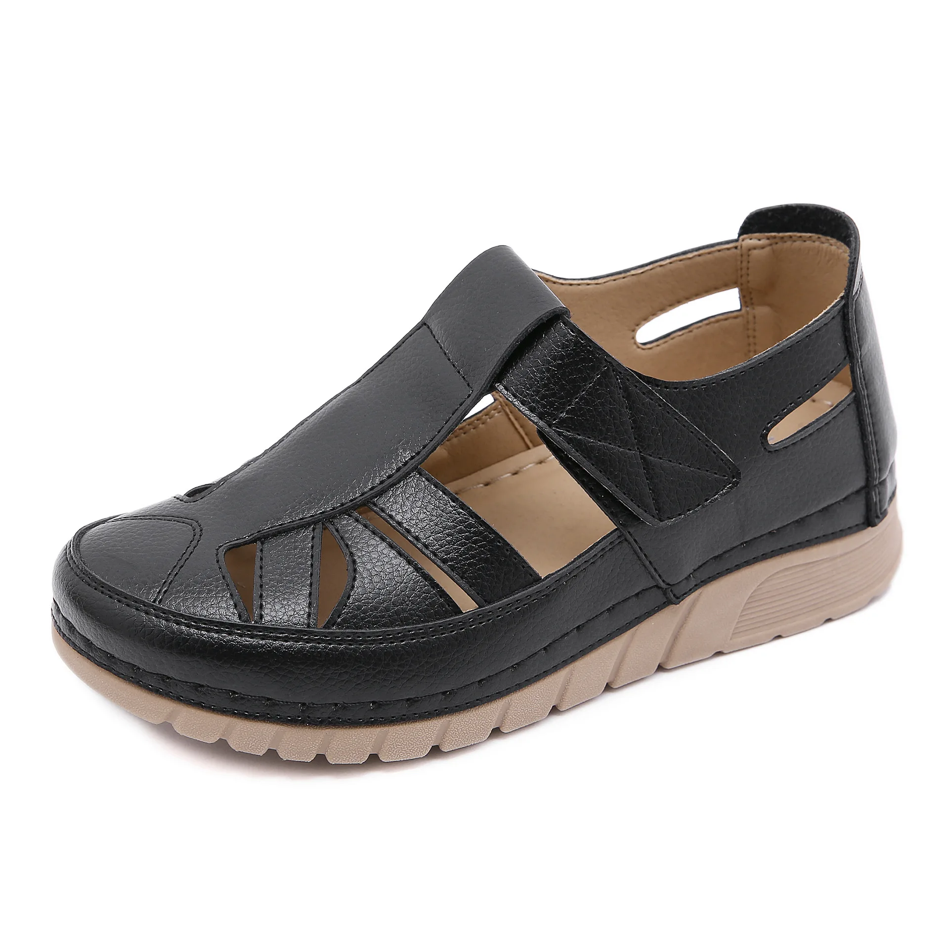 Ladies Lightweight Wedge Summer Shoes Large Size PU Leather Hollow Out Women Beach Sandals