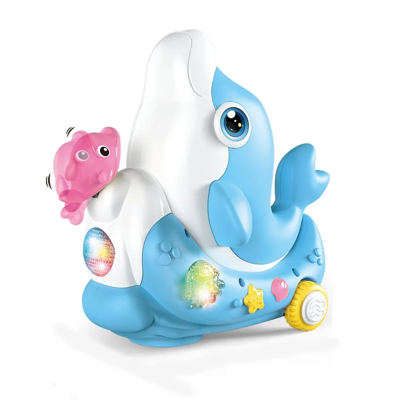 Dolphin Musical Instruments Electronic Music baby Toys Electric Blowing Ball Dolphin with colorful light and music