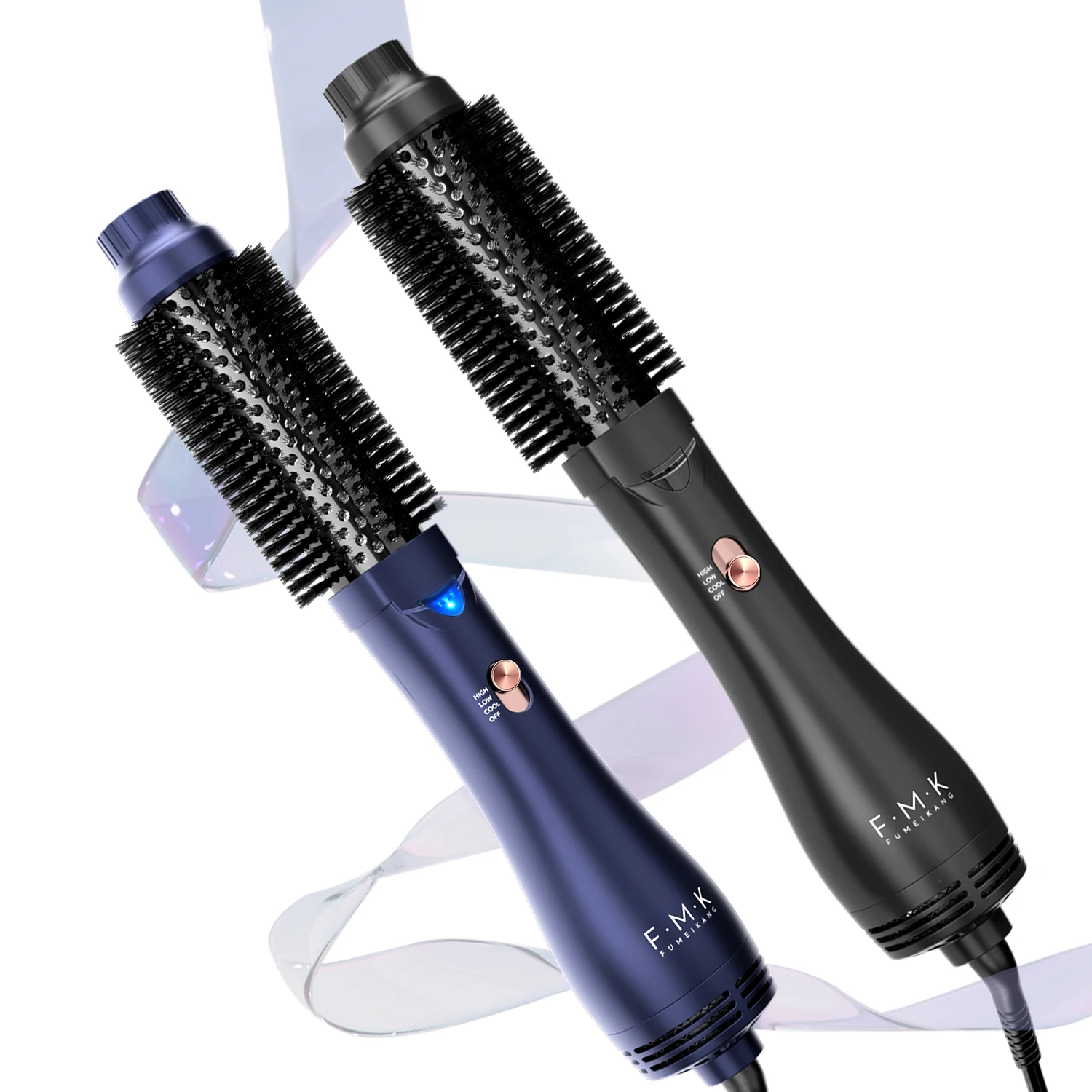 FMK Hot Selling Fashion Ionic Hot Air Brush  Electric Hair Dryer Hot Comb Hair Curling iron  2-in-1 Hair Drying &Volumizing Comb