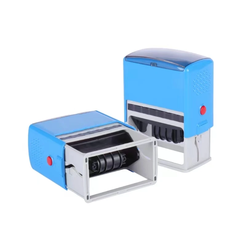 Custom large imprint shape  75*38mm two color ink pad date office use self inking rubber date stamp.