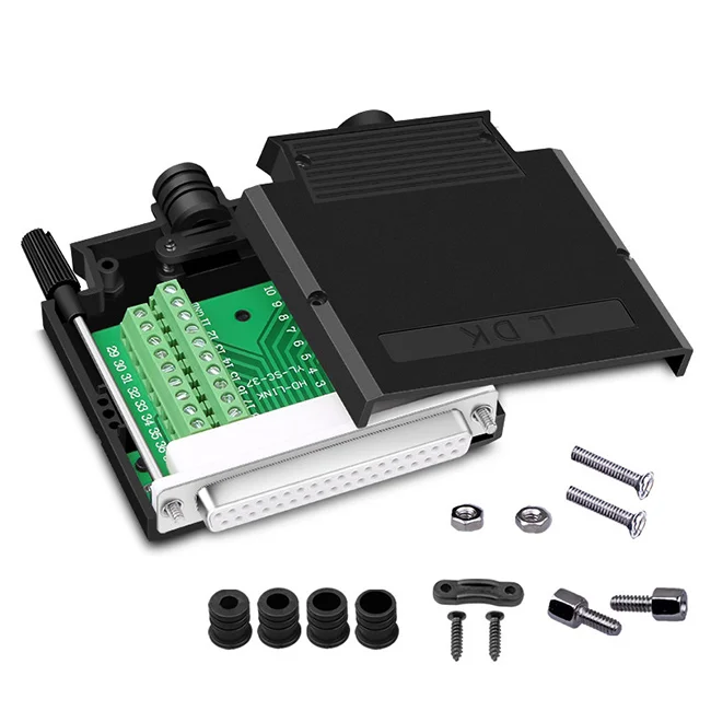 Connector DB37 D-SUB Female Jack 37 Pin Port Terminal Breakout With Shell 2 Row Solder-Free DB37 Male Adapter