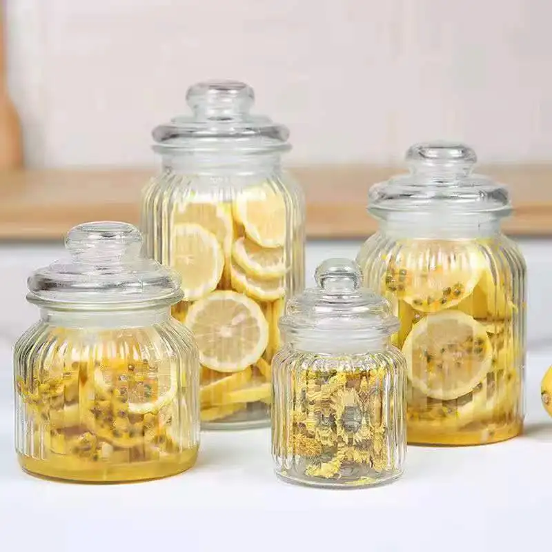 Wholesale large cookie storage bottles jars glass with lid storage pickles jar