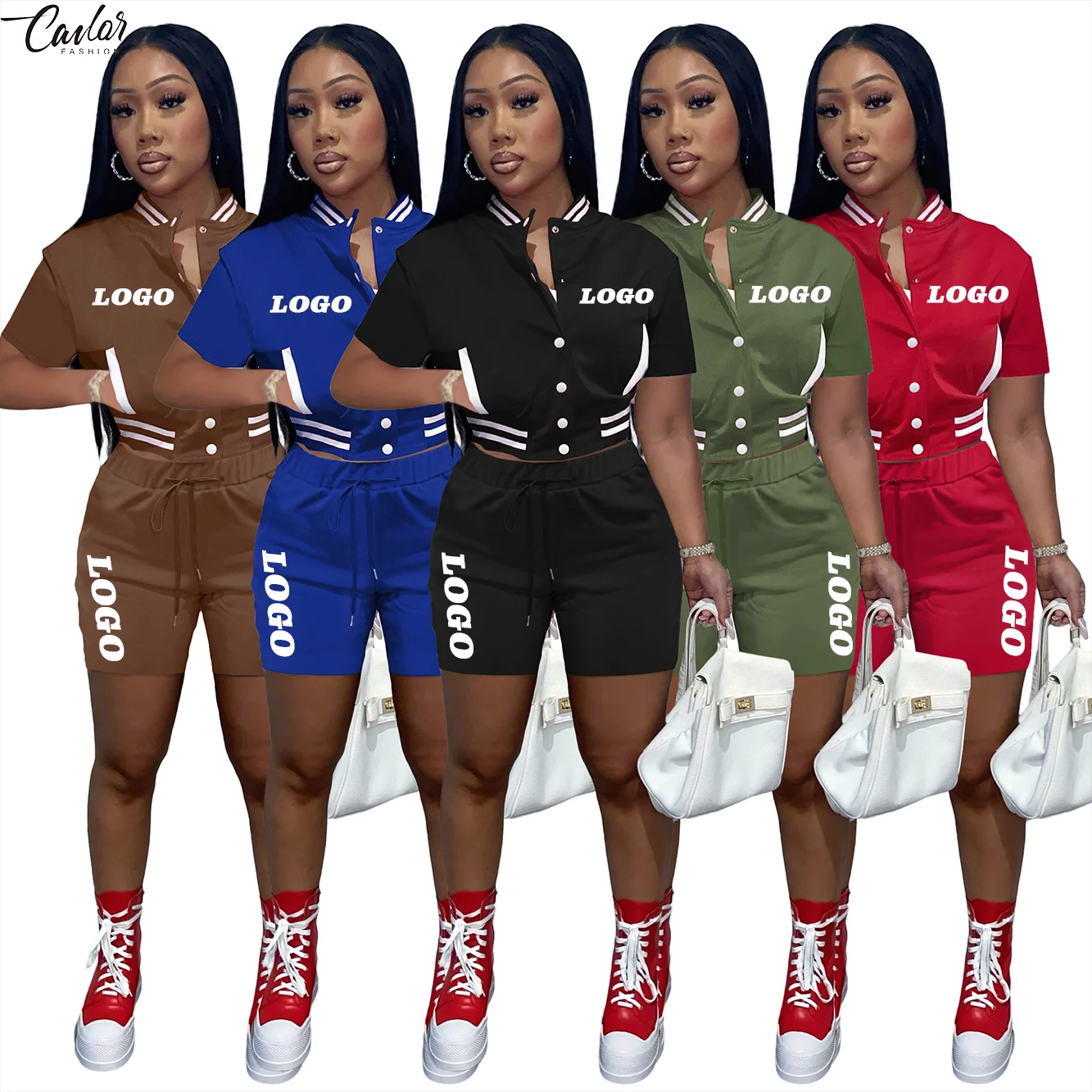 S34 2022 New Arrivals Summer Spring Clothing Short Suit Pants Trending Product Two Crop Top 2 Piece Set  Women Shorts sets