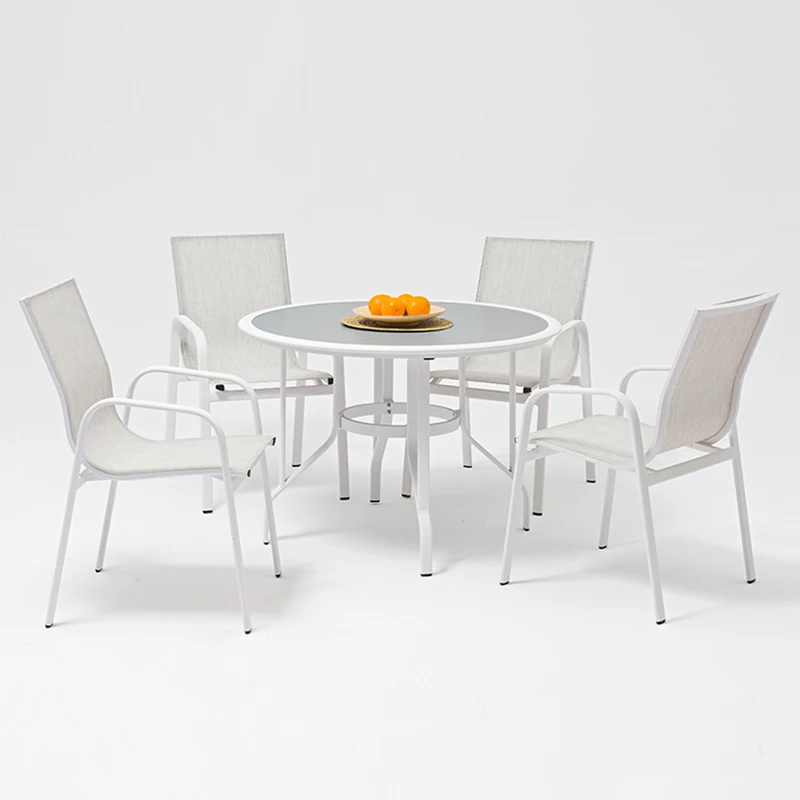 
Economical Small Round Outdoor Sectional Sling Chairs Set With Dining table 