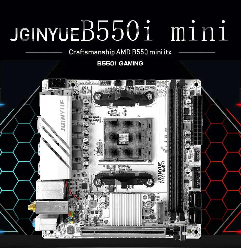 JGINYUE AMD B550 AM4 mini ITX Motherboard supports Ryzen R5 4000/5000 series processors DDR4 RAM PCI-E 4.0 B550i GAMING