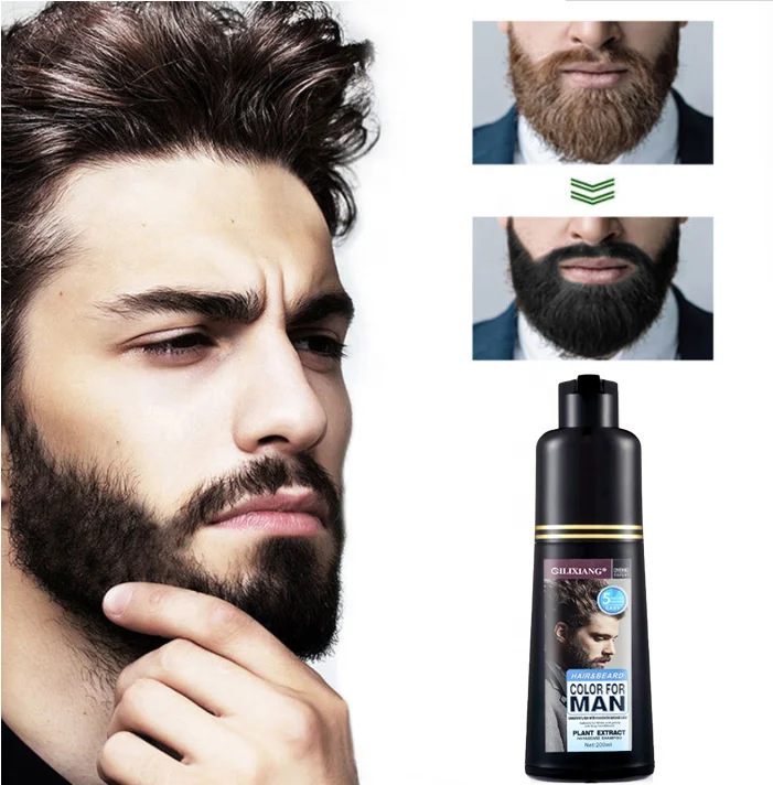 Natural Ingredients Instant Black Mustache And Beard Color Dye Shampoo Black