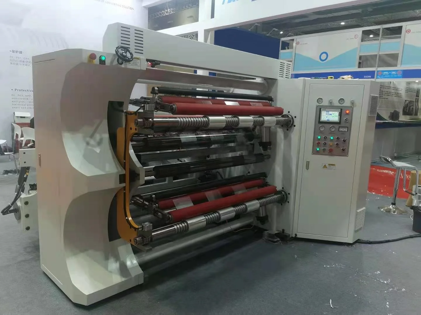 high speed paper PP PE OPP PVC plastic film cutting slitting rewinding machine