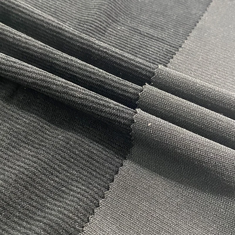 Spot Goods Polyester Spandex  Stripe Knitted Jacquard Stretch Micro Corduroy Velvet Fabric For Trousers
