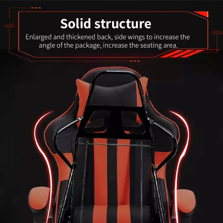 High back ergonomic massage gaming chair cheap price with footrest head rest speaker revolving office computer chairs