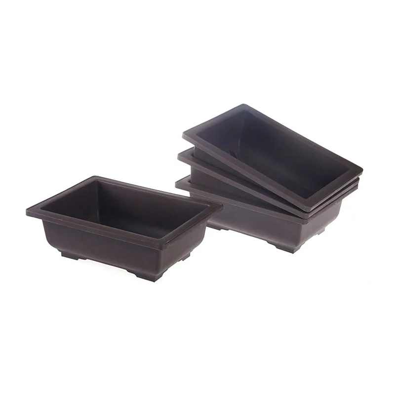 Garden tool dark brown plastic mini pots planters bonsai tree pot different size flower pot and tray for plant