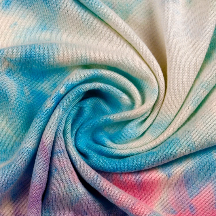 
tie dye t shirt hoodie fabric stretch polyester knit fabric imitate cashmere 