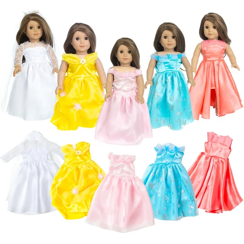 Bride wedding dress 18 Inch American Dolls Accessories 43 cm Doll Short skirt girls Doll Gown