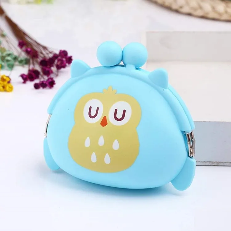 Cute Mini Coin Purse Owl Buckle Coin Bag Cartoon Silicone Handheld Small Capacity Bag Headphone Bag