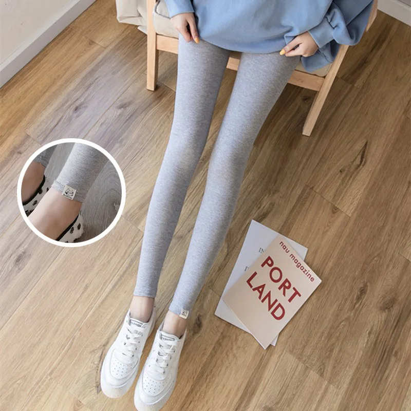 CH High Waist Pregnant Trousers Women Adjustable Mid Length Elastic Belt Leggings Maternity Cat Panties